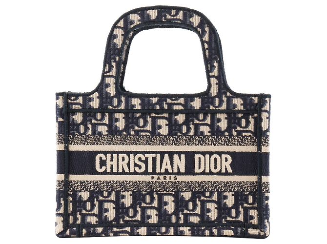 Book Tote DIOR - Mini Bolsa Tote Book en Lona Monogramada Azul Marino