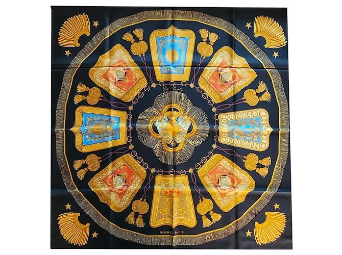 HERMÈS - 90 cm Poste et Cavalerie Hermès Multicolored Silk Scarf Multiple colors
