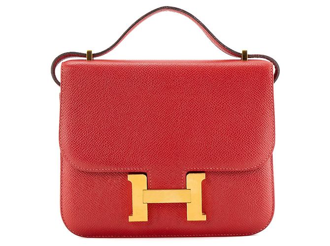 HERMÈS - Borsa a Spalla Constance 18 in Pelle Epsom Rossa Rosso