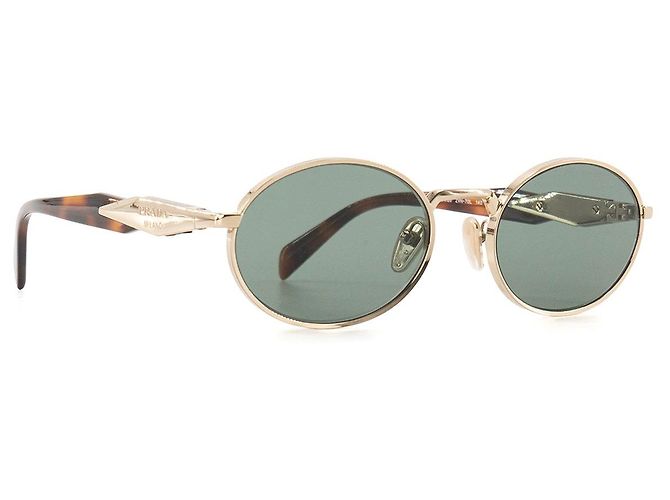 Etiquette PRADA - Occhiali da sole Prada in metallo dorato e acetato marrone D'oro