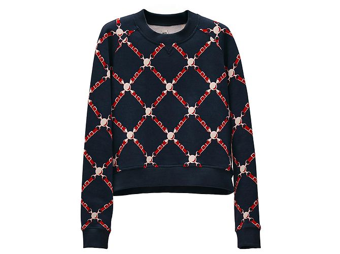 HERMÈS - Suéter Grand Tralala em Algodão Vermelho e Azul (Tamanho 36) Azul marinho