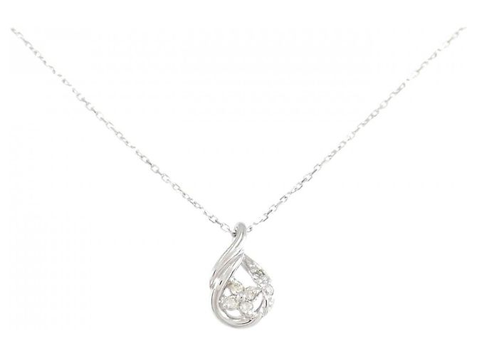 Autre Marque Platinblumen-Diamant-Halskette PT900 PT850 Silber
