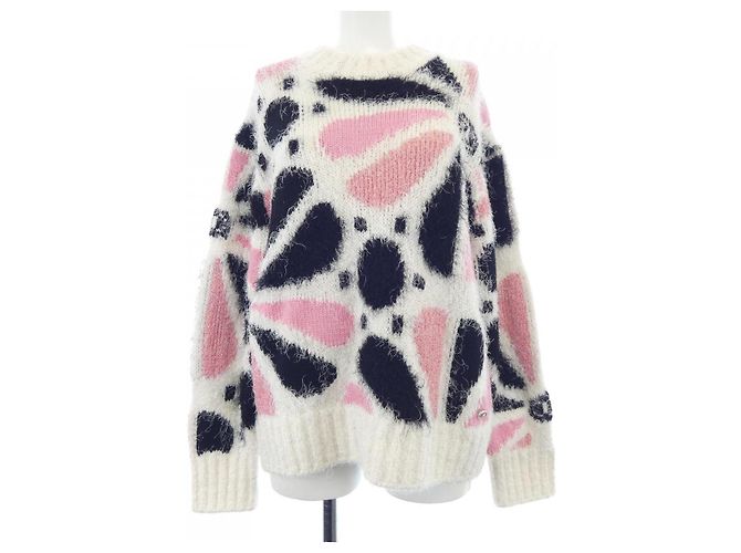 Top in cashmere lavorato a maglia Chanel Nero Rosa Bianco