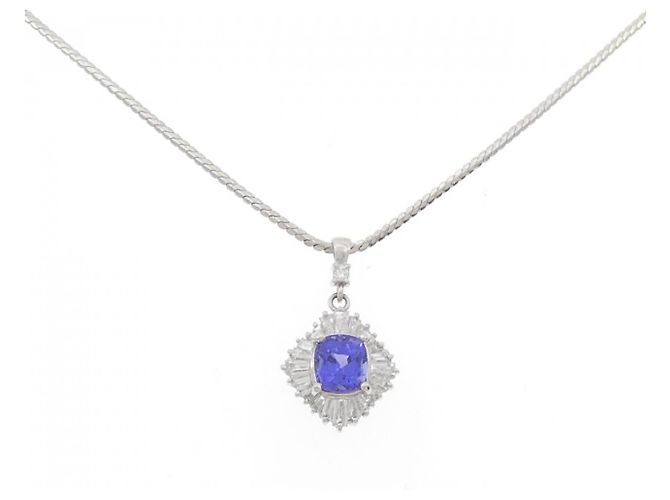 Autre Marque Pt850 Tanzanite Diamond Necklace Purple
