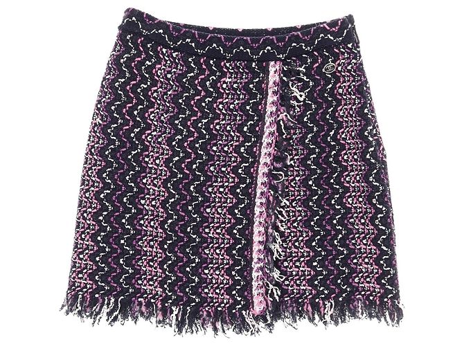 Timeless Saia de algodão e nylon Chanel Coco Mark Azul Multicor Azul marinho