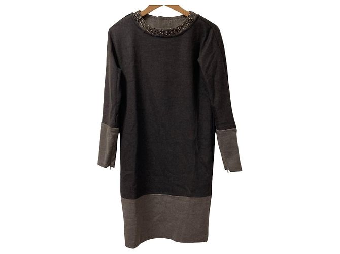 Max Mara Woll-Langkleid Braun