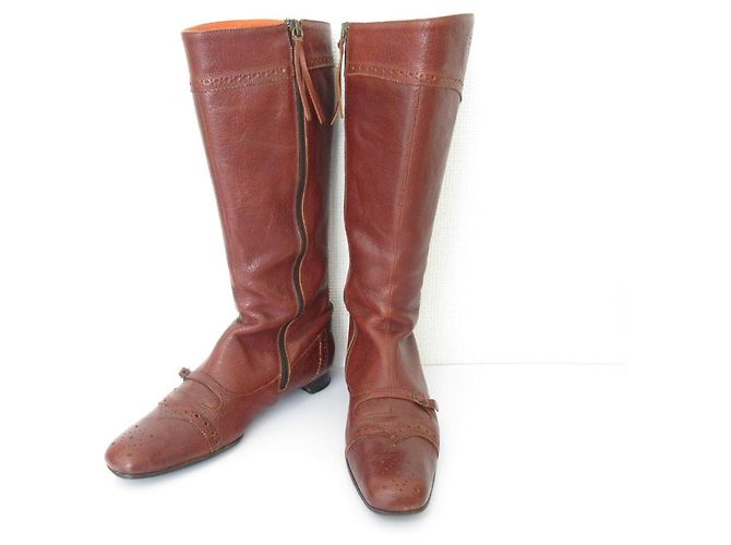 Autre Marque Botas Largas de Cuero TO&CO Castaño