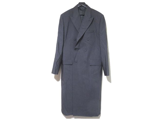 Dior Homme Silk Blend Double Breasted Long Coat Brown