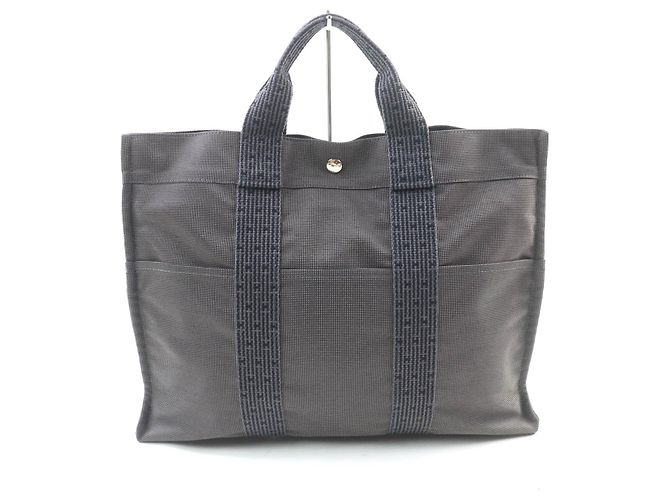 Hermès Her Line Canvas Tote Bag Grau