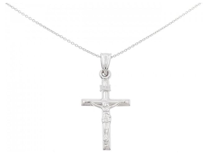 Autre Marque Collar de Cruz Au750 Plata