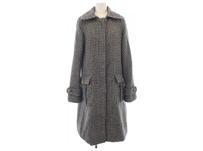 Timeless Chanel Wool Coat Black White