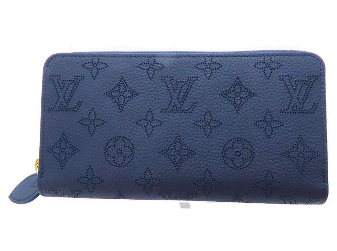 Louis Vuitton Zippy Wallet Monogram Mahina Long Wallet Blue Navy blue