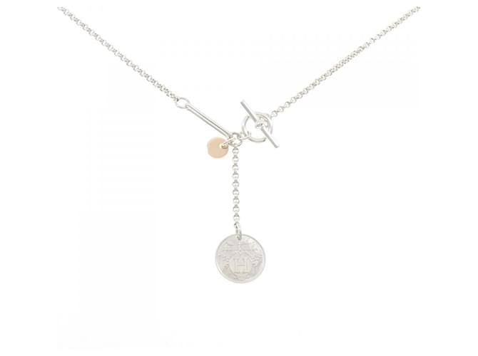 Collier Hermès Ex Libris en argent 925 et or rose 750 Argenté 