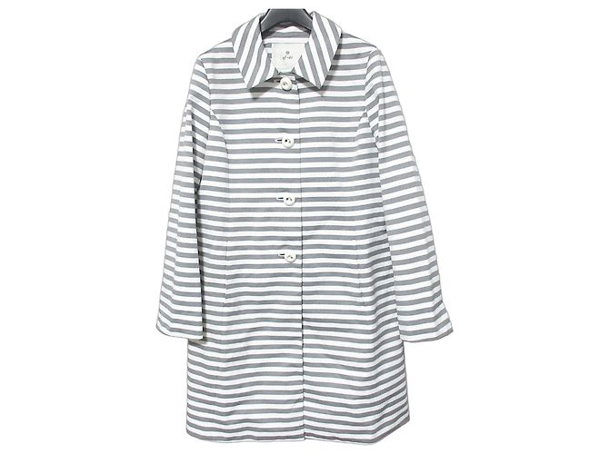 Autre Marque ef-de Stripe Spring Coat Brown White