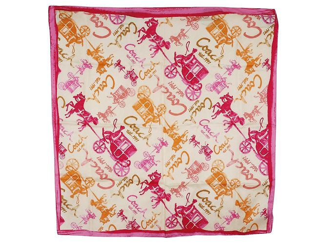 Bufanda de seda Horse & Carriage de Coach Rosa Beige