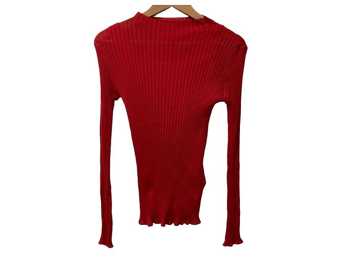 Autre Marque CAST: Transparente Strickpullover mit Rollkragen Rot
