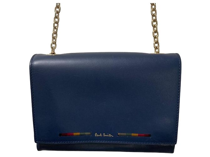 Bolsa de ombro de couro com corrente Paul Smith Azul