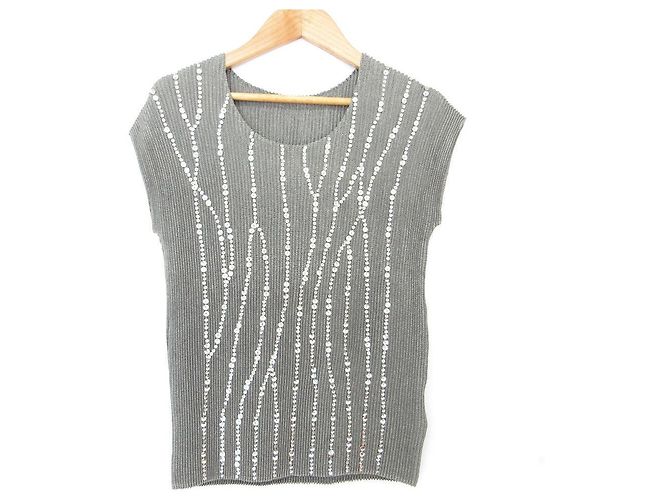 Autre Marque Top Plissado com Bordado Bijou SPECCHIO Marrom