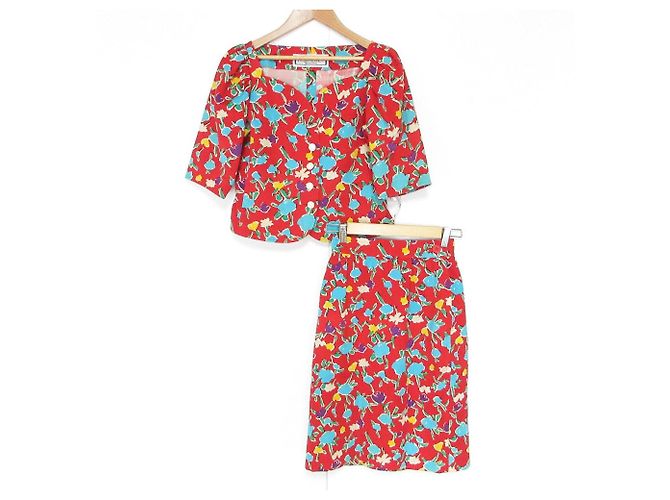 Completo Giacca Gonna Yves Saint Laurent Rosso 