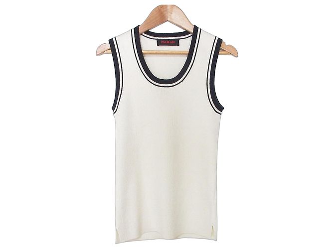 Autre Marque Top sin mangas de punto de algodón y cachemira CABaN Blanco