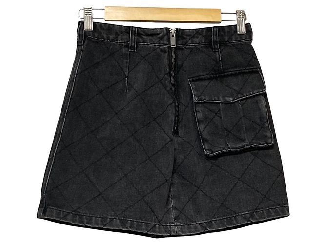 Autre Marque Dzzit Jeansrock mit Diamantsteppung Schwarz