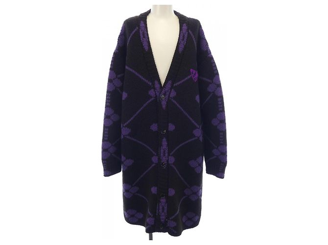 Prada Wool Coat Brown Purple