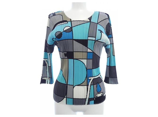 Autre Marque Top PLEATS PLEASE de Issey Miyake Castaño Negro Azul Beige