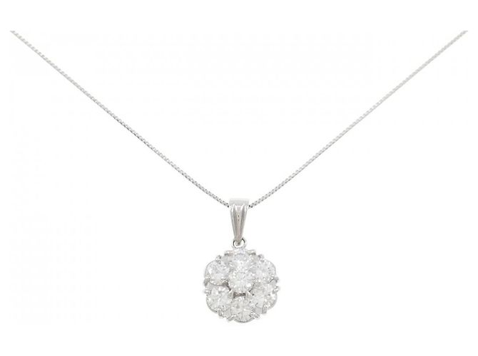 Autre Marque Platin-Diamant-Halskette Silber