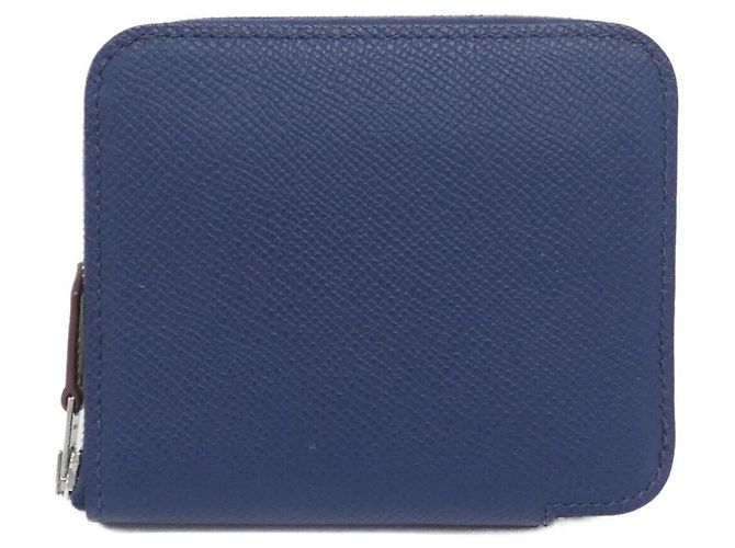 Silk In Billetera compacta de seda WILD de Hermès Azul Cuero