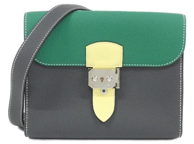 Bolso de Hombro Colorblock Sac à Dépêches de Hermès Verde