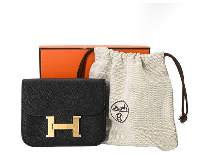 Hermès HERMES Constance Epsom Compact Wallet Black #W