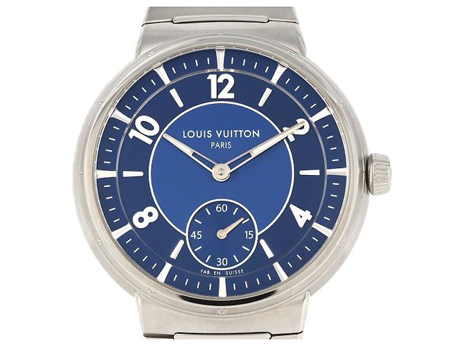 Orologio automatico in acciaio blu Tambour Louis Vuitton