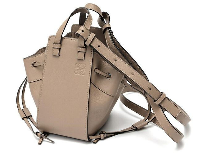 Loewe Hammock Drawstring Bag Mini Shoulder .. Leather Greige