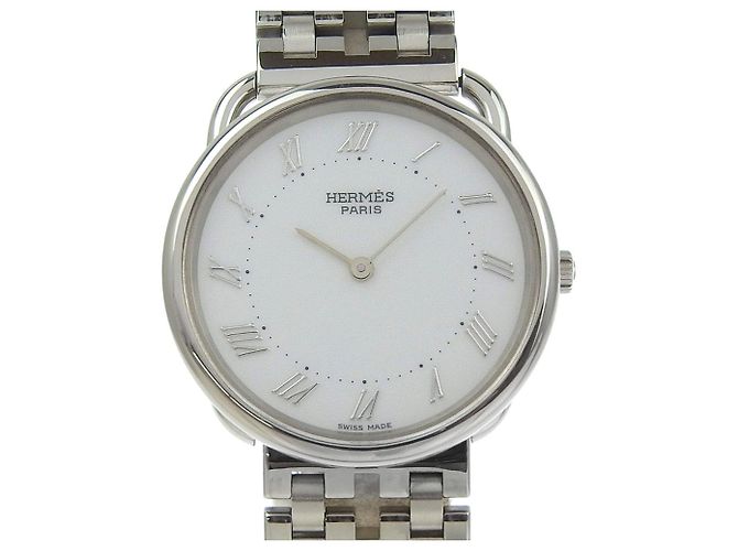 Orologio da uomo Hermès Arceau in acciaio inossidabile con display analogico e quadrante bianco