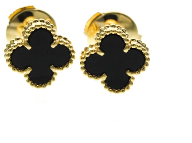 Van Cleef & Arpels Sweet Alhambra Ohrringe aus Onyx und Gelbgold 