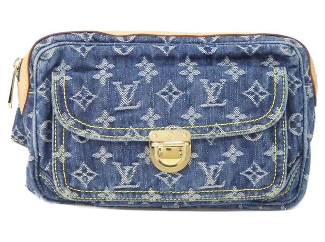 Borsa a spalla bumbag in denim Monogram Louis Vuitton Blu