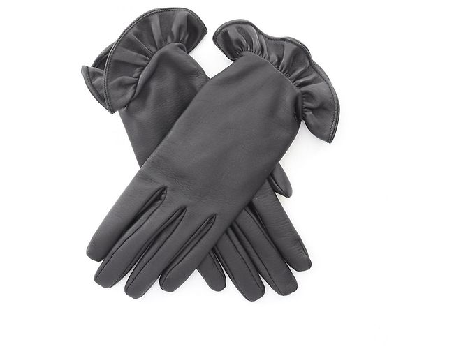 CHANEL Coco Mark Handschuhe, Lammleder, Damen, Schwarz