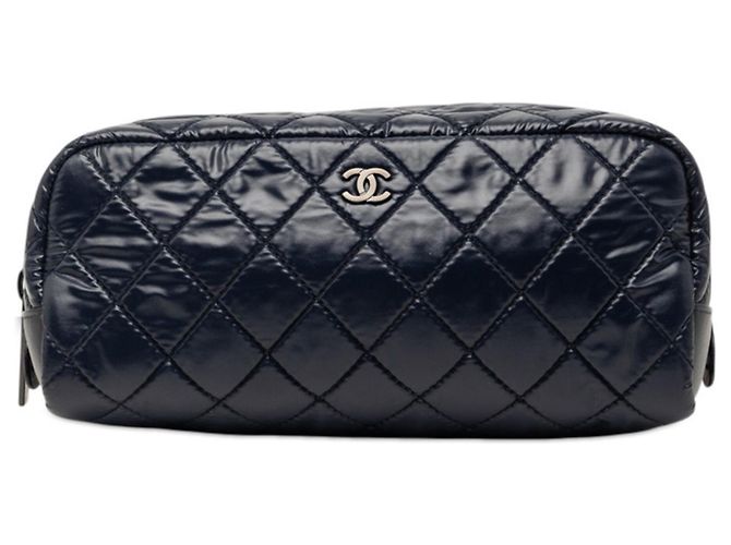 Chanel Coco Cocoon Handtasche Zubehörtasche Navy Nylon Leder Damen CHANEL Marineblau