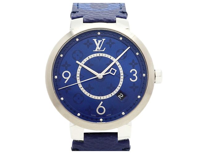 Louis Vuitton Tambour Monogram Blue Dial Men's Watch
