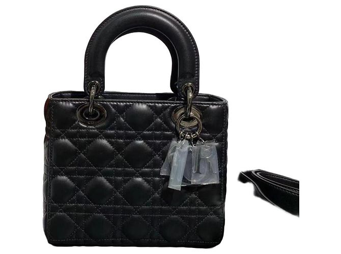 Dior Lady Dior Handtasche aus schwarzem Lammleder