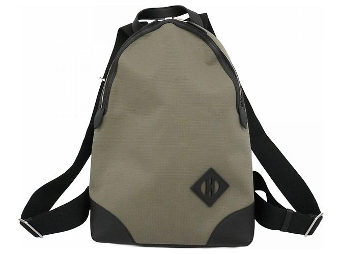 Mochila de couro Swift preta e caqui da Hermès Preto