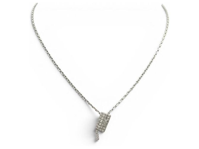 COLLAR RARO DE CHANEL CON PENDIENTE DE BOLSA COCO EN PLATA 925