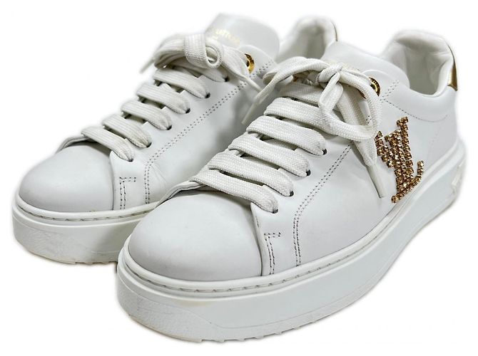 Timeout Leder Sneakers von Louis Vuitton Weiß Golden