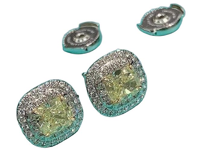 Orecchini Tiffany & Co Soleste diamanti gialli taglio quadrato 0,7 ct Argento