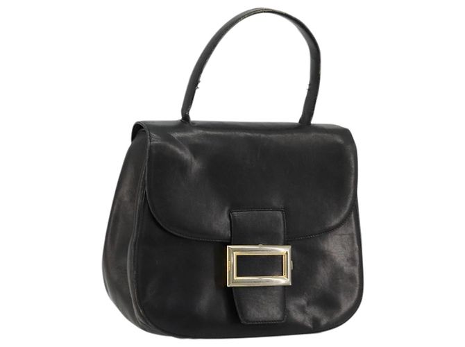 PRADA Borsa a mano in pelle nera e oro Auth bs34475 Nero D'oro