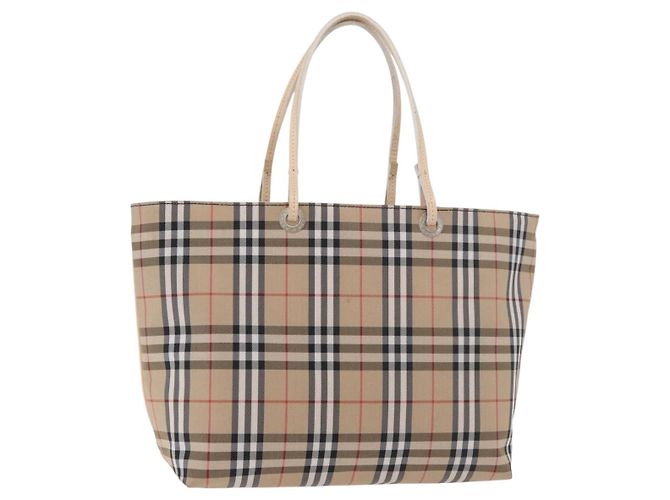 Burberry Nova Check Handtasche aus Nylon Beige Silber Authentisch ep14441A