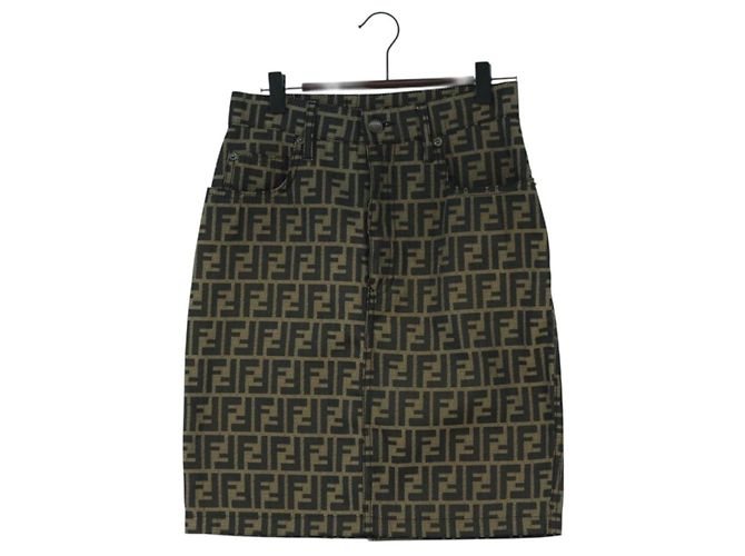 FENDI Zucca Canvas Rock Schwarz Braun Auth 175992A