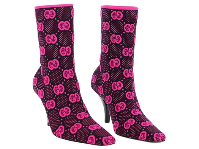 Botas GG Canvas GUCCI 34 Rosa Auth 176875M