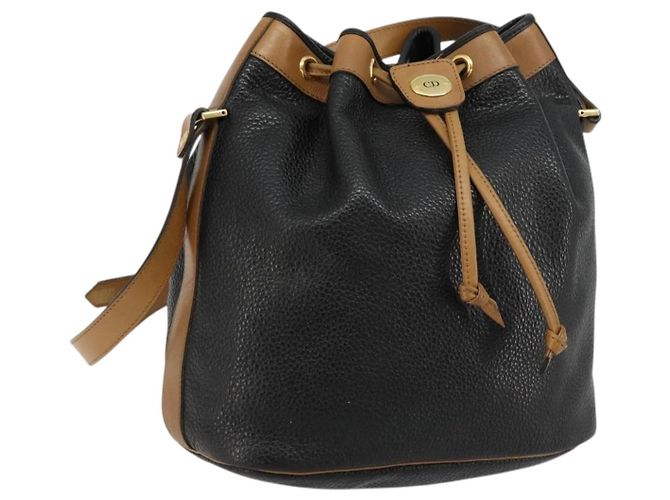 Borsa a Spalla Christian Dior in Pelle Nera Oro Auth bs34533 Nero D'oro