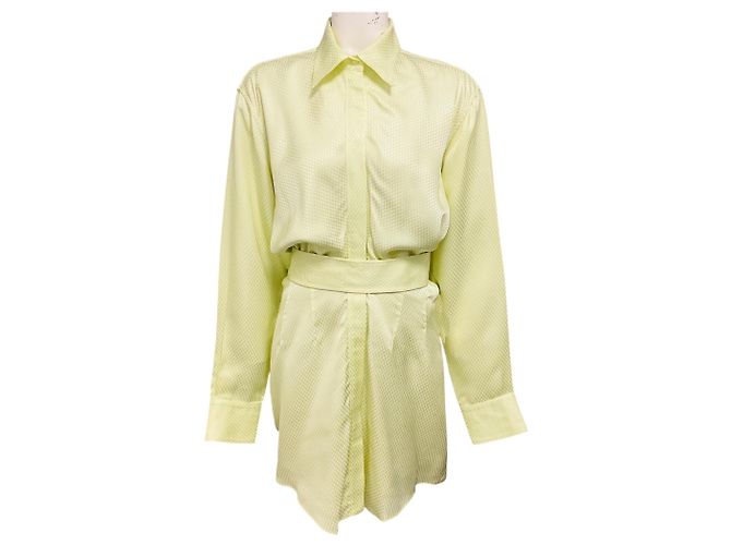 Autre Marque Brandon Maxwell Honeydew / Hellgrünes Vera Gürteldress Mini Kleid